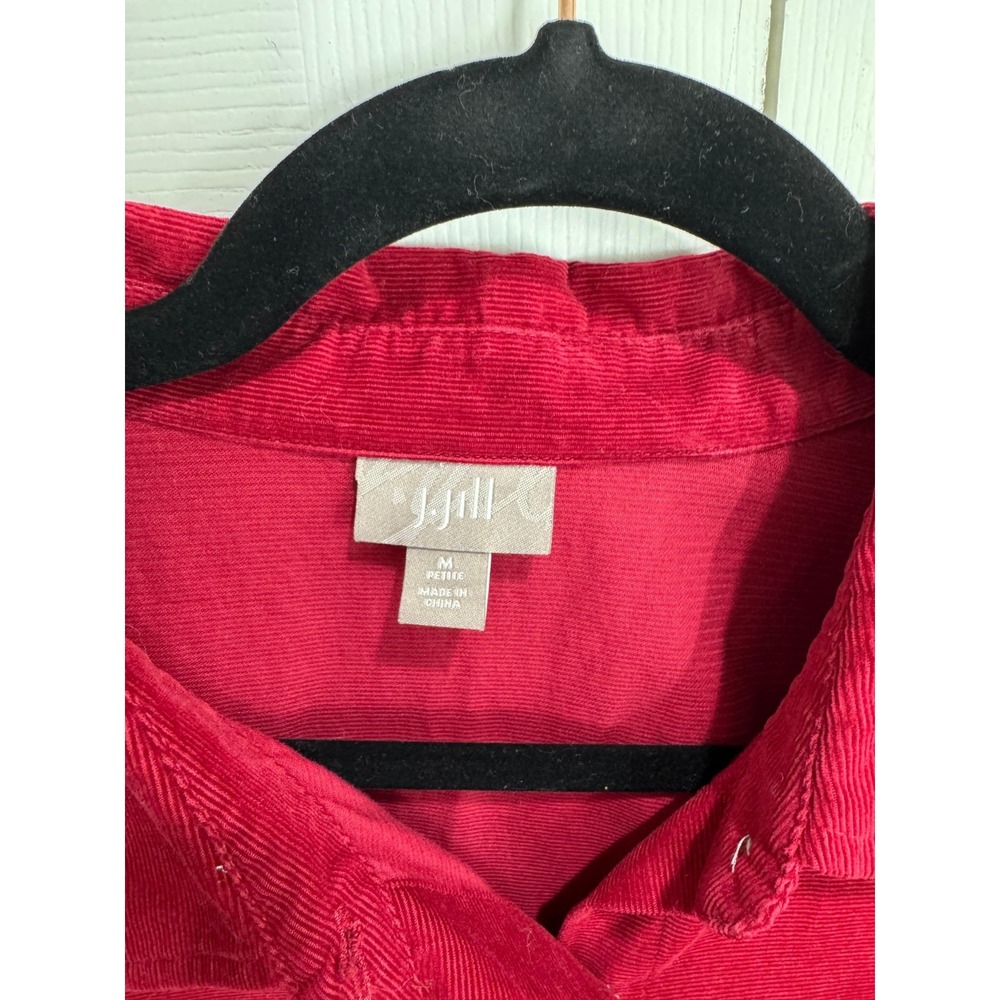 J. Jill Button-Up Corduroy Shirt‎ Women's Petite Medium Red Lightweight Collared - Picture 5 of 10